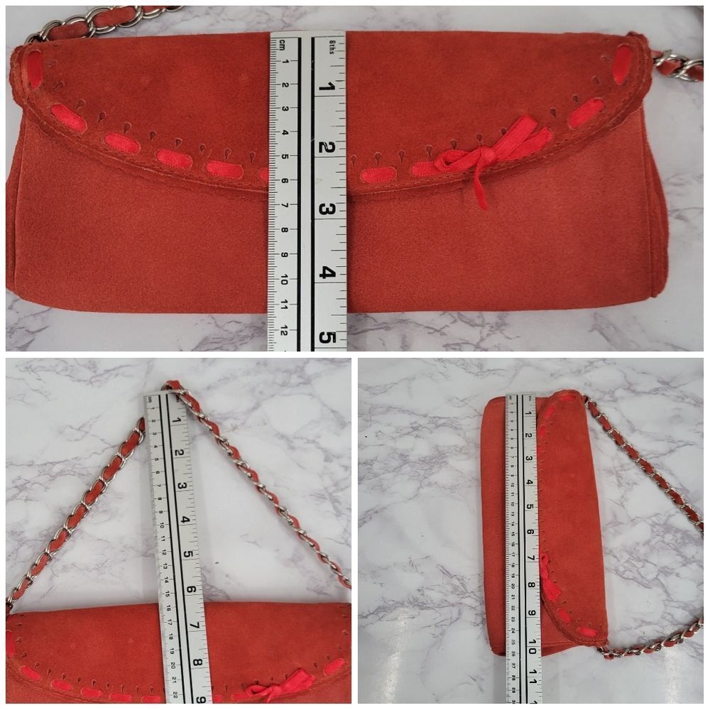 Banana Republic Y2K Red Suede Mini Shoulder Bag or Clutch - Picture 9 of 13